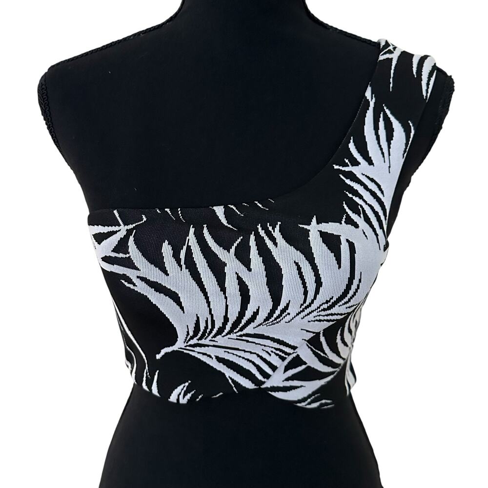 Zara Black & White One Shoulder Crop Top - Size Small - NWT